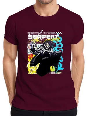Obrázok produktu pre Tričko Demon Slayer Obanai Iguro Schlange Hashira Anime Japan Y2K Streetwear Herren, bordová, L