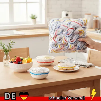 Produktbild von 100 Stück Elastische Lebensmittelabdeckungen Einweg-Kunststoffschüsseldeckel