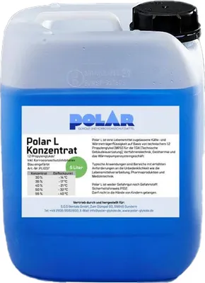 Produktbild von Polar L-MPG Glykol Frostschutzmittel, Propylenglykol 100% Konzentrat 5 Liter