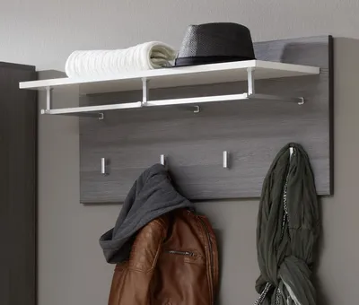 Produktbild von trendteam Garderobe Paneel Line Sard. Rauchsilber/Weiß Melamin/ 80 x 40 x 28 cm