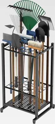 Produktbild von Garden Tool Organizer, Yard Tool Tower Rack für Garage Organisation und Lagerung, bis zu 35 langstielige Werkzeuge, Heavy Duty Steel Garden Tool Stand für Schuppen, Outdoor, Schwarz