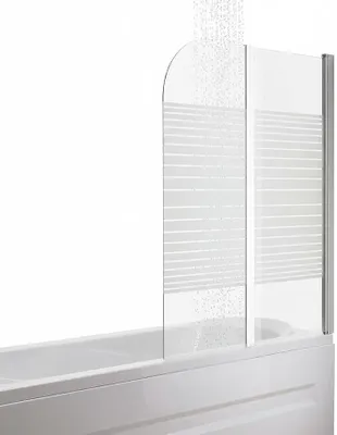 Produktbild von Duschabtrennung Badewannenaufsatz aus 5 mm ESG Sicherheitsglas, faltbar, 133 x 108 cm, Teilsatiniert, inkl. Zubehör