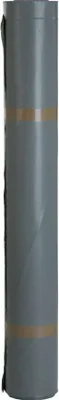 A roll of gray construction film with two brown bands.