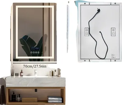 Obrázok produktu pre Kúpeľňové zrkadlo, reproduktor Bluetooth, funkcia proti zahmlievaniu, 700x900mm