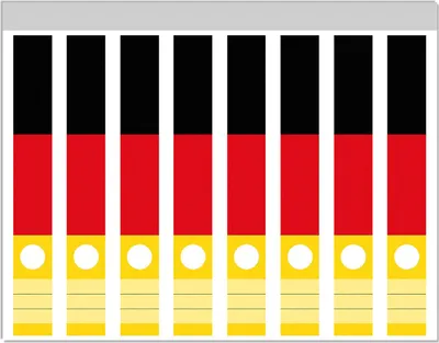 Produktbild von Wallario Ordnerrücken Sticker, selbstklebend für schmale Ordner, 8 Stück, Motiv Deutsche Flagge