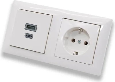 Produktbild von EBROM USB-C und USB-A Unterputz Steckdose/Lader, 45+15 Watt Leistung, Schnellladefunktion für Wearables Smartphones und Tablets + Busch Steckdose mit Kinderschutz 20EUCKS-914 in Balance Si alpinweiß