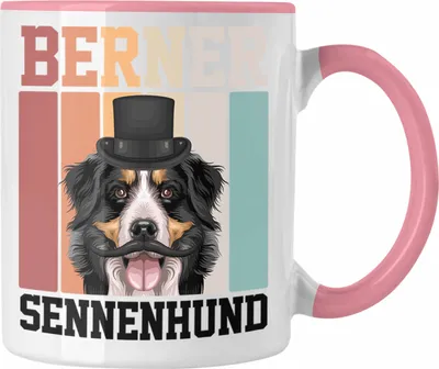 Produktbild von Trendation - Berner Sennen Besitzer Tasse Geschenk Lustiger Spruch Geschenkidee Retro Vinatge Berner Sennen (Rosa)