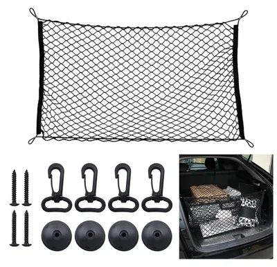 Obrázek produktu pro Síť do auta, do kufru, rozměry 110x60 cm, vysoce elastická, s 4 háčky, vhodná pro vozidla