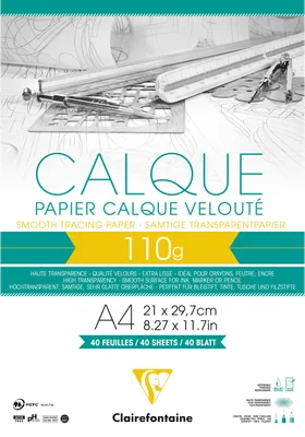 Produktbild von Clairefontaine 3329689751063, A4 (210x297 mm), 110 g/m², 50 Blätter, Weiß, 210 mm, 297 mm