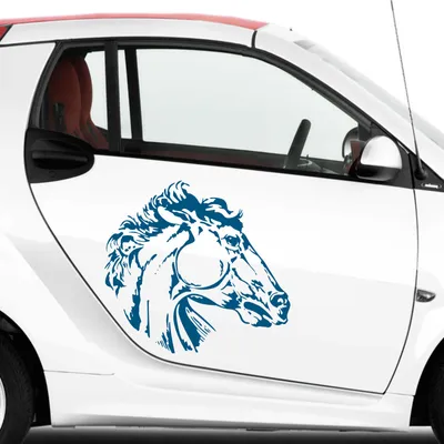 Produktbild von Aufkleber - Autoaufkleber-Set Pferdekopf 2 Stk. je 50cm x 55cm Signalblau - Tuning Carystyling Heckscheibe Auto
