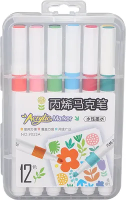 Immagine prodotto di Pennarelli acrilici a base d'acqua Penne impermeabili ad alta copertura per la pittura fai da te 12 colori