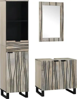 Image de Ensemble de mobilier de salle de bain avec tiroir 3 pcs Blanc