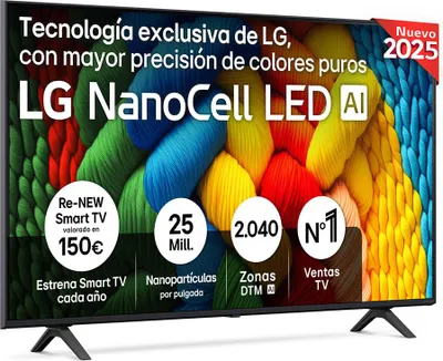 Produktbild von LG NanoCell AI 55NANO80A6B, 139,7 cm (55"), 3840 x 2160 Pixel, NanoCell, Smart-TV, WLAN, Schwarz