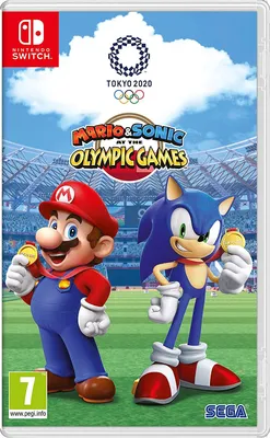 The cover art for the video game 'Mario & Sonic at the Olympic Games Tokyo 2020' for Nintendo Switch, featuring Mario and Sonic holding Olympic medals.