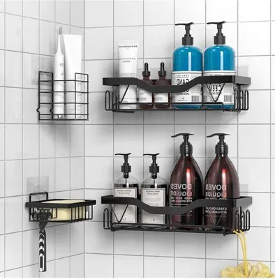 Produktbild von Famanu Duschregal ohne Bohren - Wandmontage Badezimmer Organizer schwarz