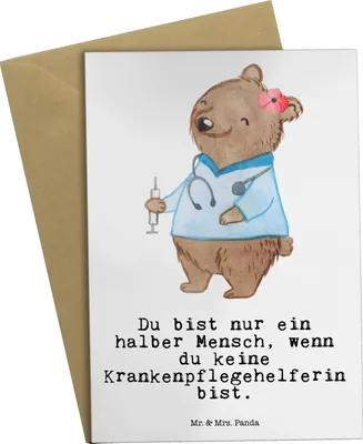 Produktbild von Mr. & Mrs. Panda babykarte Krankenpflegehelferin Herz - Weiß - Geschenk, osterkarten, vatertagskarte, hochzeitskarten, Ausbildung, Lustig, weihnachtskarten, Pflegekraft