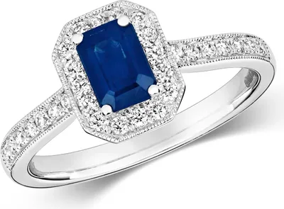 Produktbild von Raffinierter 9 Karat (375) Weißgold Cluster Damen - Diamant Ring Brillant-Schliff 0.27 Karat HI - I1 mit Saphir, 55 (17.5); TRS292569KWRSO