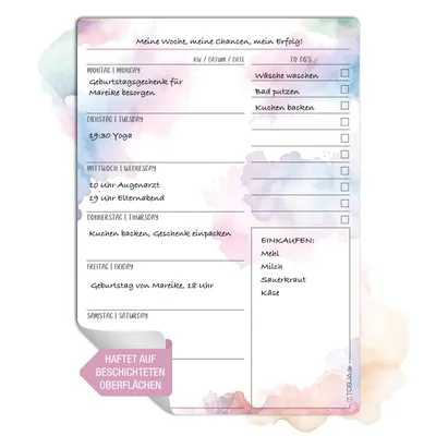 Produktbild von A4 Menüplaner Bunt Aquarell TPE