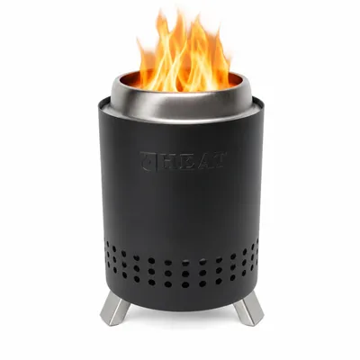 Produktbild von HEAT Rokfri Rauchfreier Feuerkorb - Rauchfreie Feuerschale Klein - Tisch Feuerstelle - Fire Pit Outdoor - 16x16x20cm - Schwarz