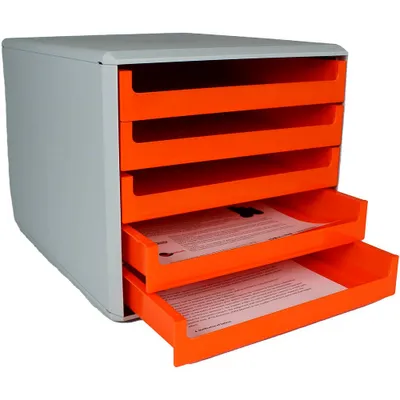 Image de M&M 30050959 M&M Boîte à tiroirs orange DIN A4 avec 5 tiroirs