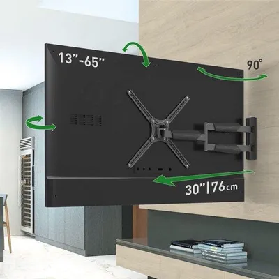 Produktbild von 76 cm lange TV-Wandhalterung, dreh-/kippbar, bis 36 kg, extra lang, für OLED-TVs, VESA 400x400