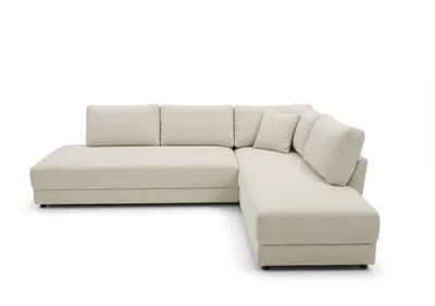 Produktbild von KAWOLA Schlafsofa SADIRA Ecksofa Stoff cremeweiß Recamiere rechts