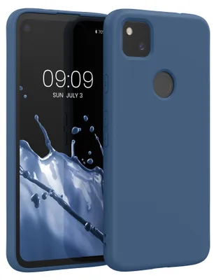 Produktbild von kwmobile Hülle kompatibel mit Google Pixel 4a Hülle - gummierte TPU Silikon Handyhülle - Schutzhülle für kabelloses Laden - Case in Dunkelblau