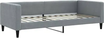 Image de vidaXL Lit de jour gris clair 90x200 cm Tissu