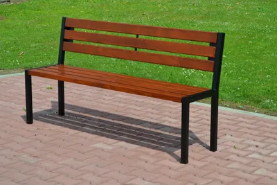 Obrázok produktu pre Drevená záhradná lavička s operadlom 158x38cm lavičkové sedadlo parková lavička oceľová