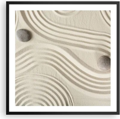 Produktbild von Gerahmtes Poster - Schwarzer Rahmen - Steine Figuren Sand - 60x60 cm - Wand Bild - Wanddeko - Wandbilder - Kunstposter - Wandposter - Bilderrahmen - Bilder - Kunstdruck - P2BAC60x60-5127