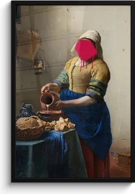 Produktbild von MuchoWow® MuchoWow® Gerahmtes Poster Milchmädchen - Johannes Vermeer - Rosa 60x90 cm - Poster mit zchwarzem Bilderrahmen - Kunst