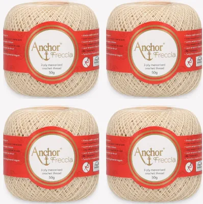 Image de 4 pelotes d'Anchor Freccia 20 – Fil de coton fin pour la dentelle et le crochet (couleur 00387)