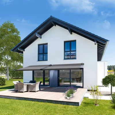 Produktbild von HOME DELUXE - LED Vollkassettenmarkise ELOS - Anthrazit, 500 x 300 cm - inkl. Wind- und Sonnensensor, Fernbedienung, Handkurbel, Montagematerial I Terrassenüberdachung Sonnenschutz Windschutz