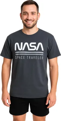 Produktbild von NASA Schlafanzug für Männer - Space Traveler Pyjama Set Kurzarm Oberteil mit Hose Grau L