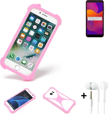 Produktbild von K-S-Trade Bumper + Kopfhörer kompatibel mit Huawei Honor 9S Handy Hülle Schutzhülle Silikon Schutz Hülle Cover Case Silikoncase Silikonbumper TPU