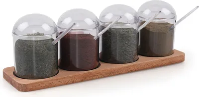 Produktbild von Hermia Concept, 626, Gewürzglas und Küchenregal-Set, Hölzern, 100 % KUNSTSTOFF, 7 x 7 x 12 cm