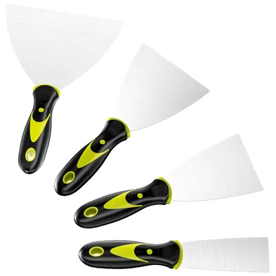 Produktbild von Spachtelset Spachtel Malerspachtel - Kunststoffgriff - 4 Stück - Edelstahl - 4, 8, 10 und 15 cm - Für Tapeten und Wände