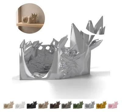 Produktbild von Figurenständer Kristallhöhle 12,8 cm für Drachenfiguren, PLA – Seidensilber