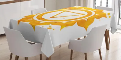 Immagine prodotto di ABAKUHAUS Tovaglia Chakra, tradizionale icona Chakra con pennellate frastagliate - Il segreto della stampa artistica della terra, 140 x 200 cm, arancione
