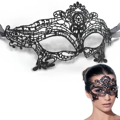Kanten-Augenmaske schwarz, 1 Stück, für Maskerade & Karneval