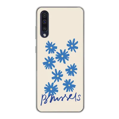 Produktbild von MuchoWow® Handyhülle Schutzhülle Hülle für Samsung Galaxy A30s Blume - Design - Brüssel - Minimalismus Silikon Softcase Handy Hülle - Karteninhaber