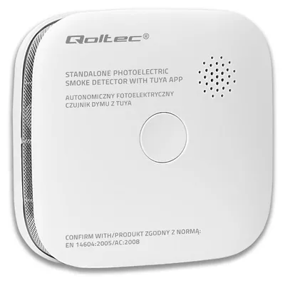 Immagine prodotto di Rilevatore di fumo Qoltec con batteria | Tuya | Wi-Fi | Allarme da 85 dB | LED