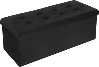 Immagine prodotto di Happyment Lussuosa panca Zico - panca / sgabello - nero - velluto e MDF - 110 × 37,5 × 38 cm