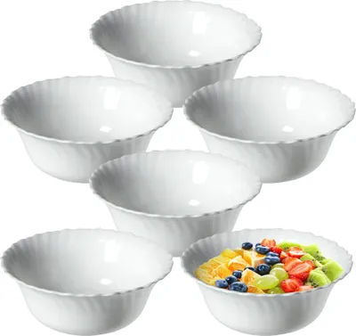 Produktbild von KADAX Schüssel ∅ 17.5 cm, 6er Set, Schale aus gehärtetem Glas, Obstschale, Salatschüssel, Dessertschale, Müslischüssel, Suppenschale, Snackschale, Spülmaschinenfest (Weiß)