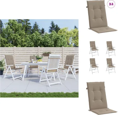 Immagine prodotto di vidaXL Cuscini per sedie da giardino con schienale alto 4 pezzi. tessuto taupe 120x50x3cm - cuscino per seduta