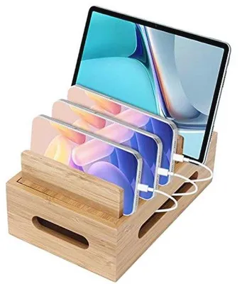 Obrázek produktu pro Nabíjecí stanice pro více zařízení, univerzální dokovací stanice a organizér s USB nabíječkou pro mobilní telefon, tablet, hodinky a sluchátka