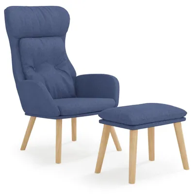 Produktbild von Relaxsessel mit Hocker Blau Stoff