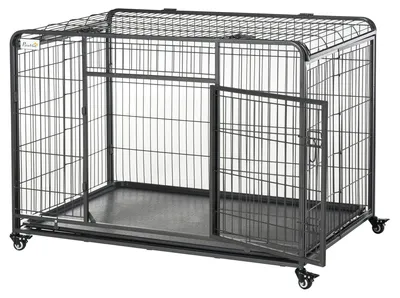 Immagine prodotto di Gabbia per Cani Pieghevole 125x76x81 cm con Ruote in Metallo Grigio