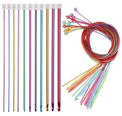 Produktbild von Tunesisches Häkelnadel Set 23-teilig, Kunststoff & Aluminium, 2,0-12,0mm