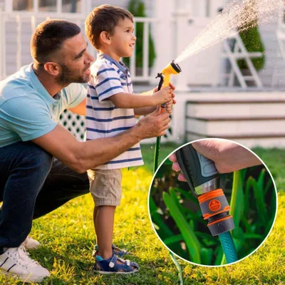 Produktbild von Gartenschlauch Verbindungsstückset - Hochwertig und Langlebig - Set von 8 - Orange